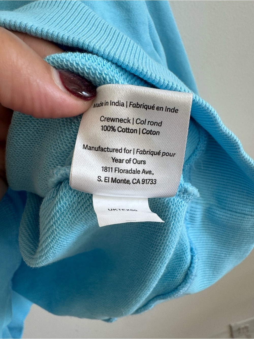 Year of ours light blue oversized crewneck sweatshirt size XS/S - Picture 5 of 5